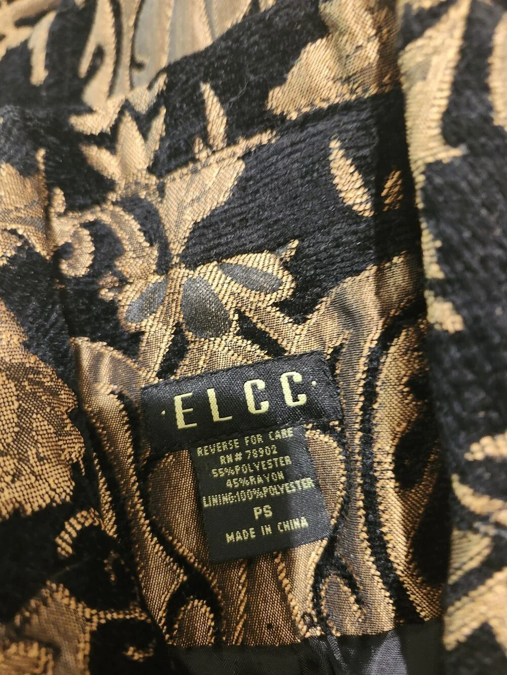 Vintage Y2K Gold & Black Brocade Pattern Lush Classy Glamour Jacket PS - Picture 6 of 8
